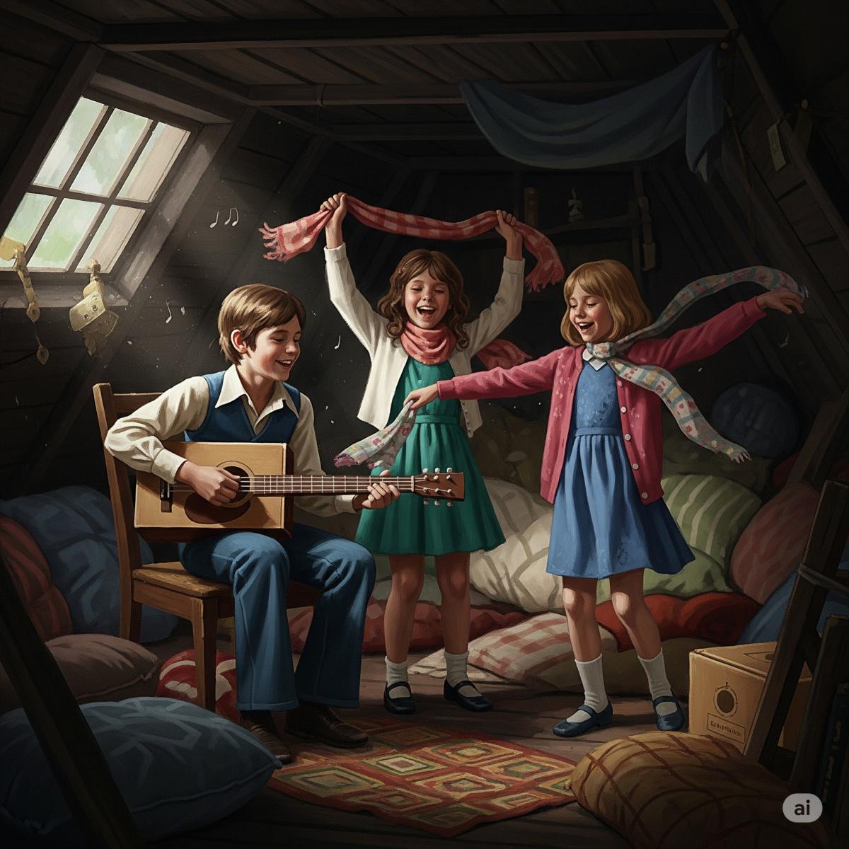 Die Kinder musizieren zusammen ausgelassen